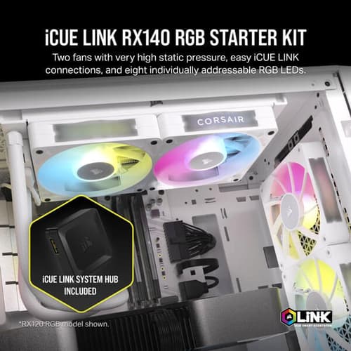 Corsair iCUE Link RX140 RGB 140mm PWM White Cabinet Fan (Dual Pack)